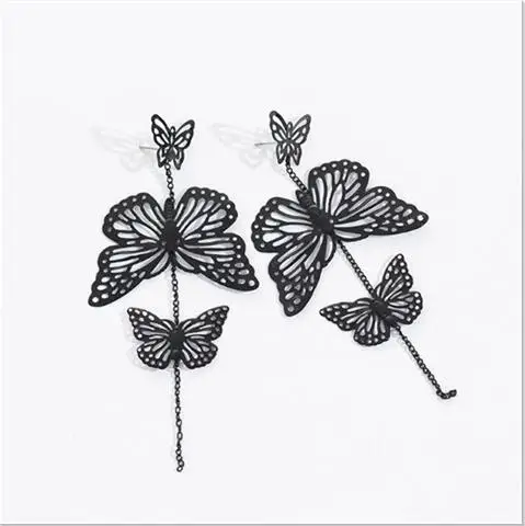 Женские серьги-кисточки с черными крыльями бабочки | Украшения и аксессуары