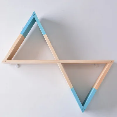Wooden Triangular Funnel Wall Decorative Shelf Storage rack Hanging decorations For Nursery Kids baby child Room Home Decor 1PC - Цвет: blue