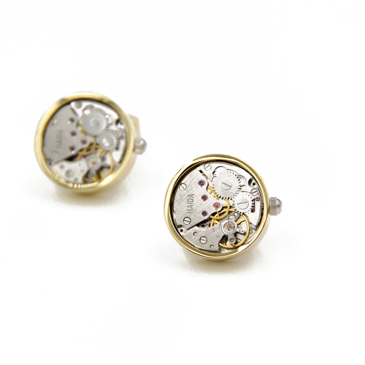 Хит! Нефункциональные запонки для часов Золотые круглые Мужская мода Жених