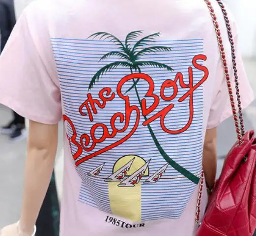 2019 Summer Women Casual Loose T-shirt O-Neck Short-sleeved Printed Letter Top Plus Size S-XL W803 | Женская одежда