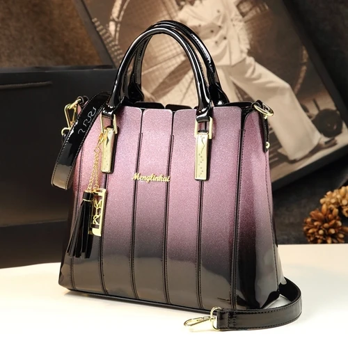 Purple Новые дизайнерские высококачественные женские кожаные сумки, простые сумки из лакированной кожи, сумки-мессенджеры известных брендов, сумки-клатчи с ручками сверху - Цвет: Purple