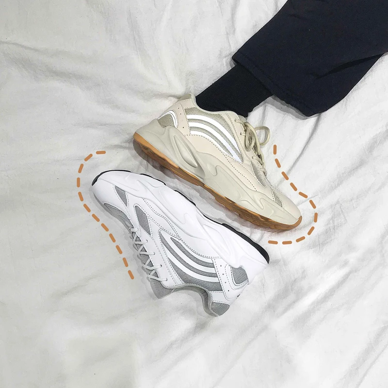 2019 Spring fashion men casual shoes mesh leather platform Reflective sneakers Ladies white Trainers chaussure femme | Обувь