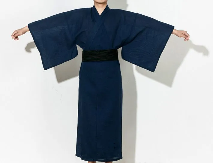 Мужское стильное традиционное японское кимоно, мужской хлопковый Халат Yukata, мужской банный халат, кимоно, одежда для сна с поясом 62503
