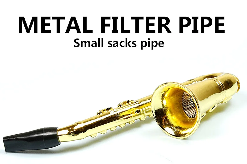 

Saxophone Pipe Length 97MM Mental Filter Pipe Tobacco Holder Smoke Smoking Healthy Water Pipe Hookah Shisha Drop Ship