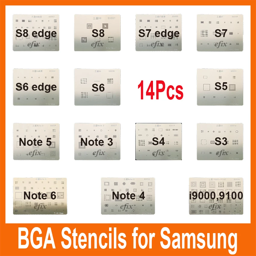 Efix 14 шт./лот IC чип BGA наборы трафаретов шаблон для пайки сварочный флюс Samsung S8 S7 S6 edge