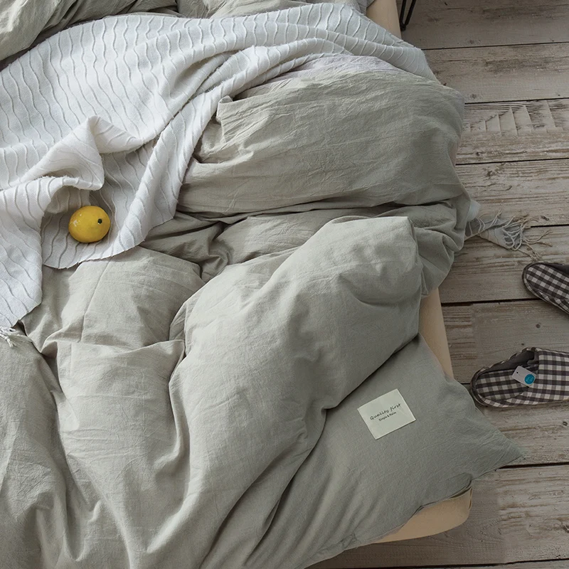 1 шт свежий серый сплошной цвет простой пододеяльник с молнией хлопок одеяло или