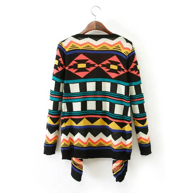 Batwing Long Sleeve Cardigan Feminino 2014 Autumn Winter Fashion Sweater Coat Geometric Print Casual Ladies Knitwear Open Stitch |