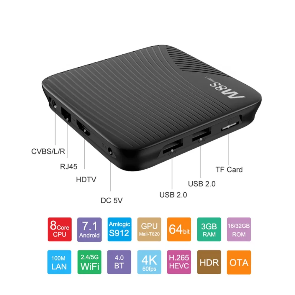 Mecool M8S PRO L Android tv Box 4K смарт бокс 3 ГБ 32 ТВ приставка Amlogic S912 Отт IP HD wifi Поддержка