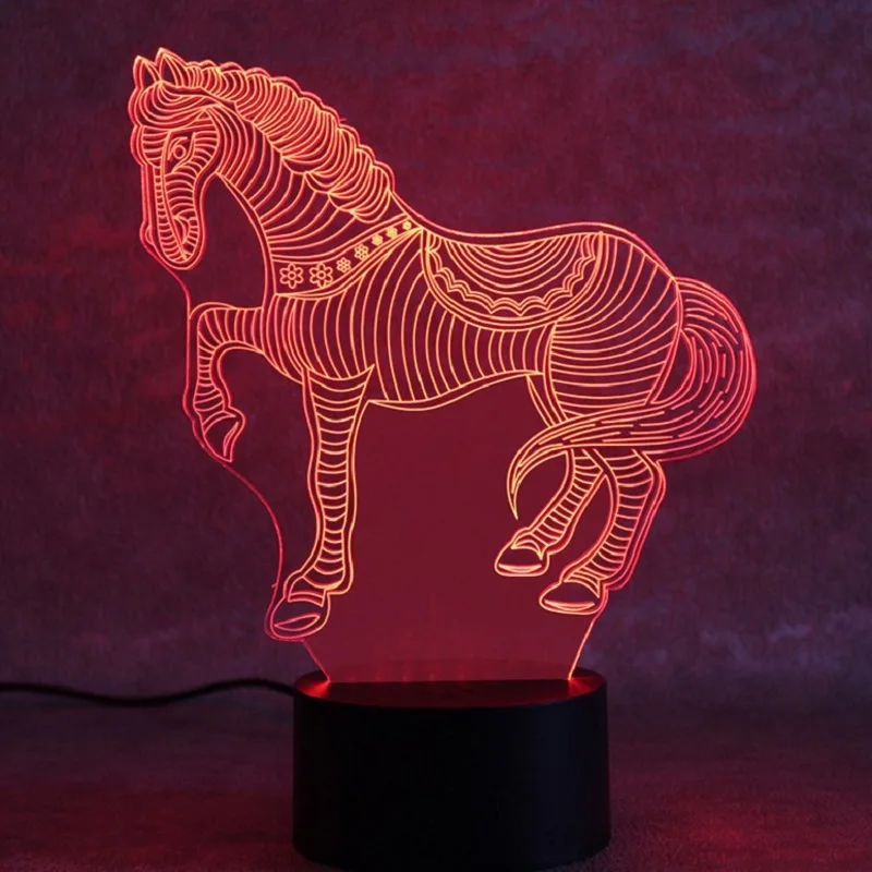 3D ночсветильник декоративная настольная лампа с животными оптической иллюзией 7