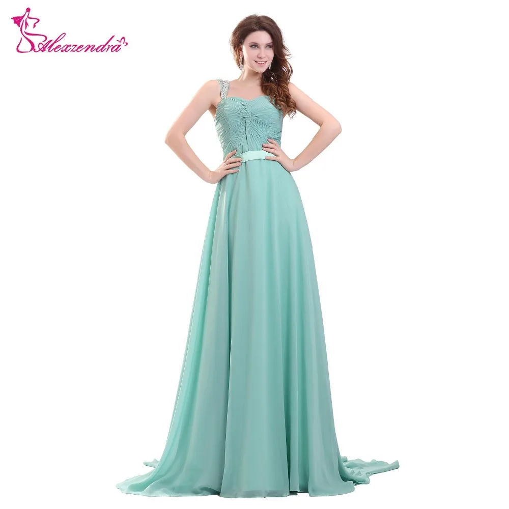 

Alexzдра длинные шифоновые платья для матери невесты на бретельках с бисером вечернее платье