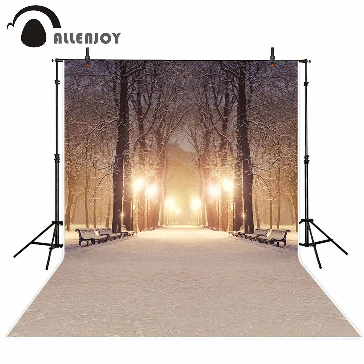 

Allenjoy Фотографическая фоновая панель «Парк» Скамейка дорога дерево огни снег фон для фотосъемки Профессиональный Настроить exclduing стенд