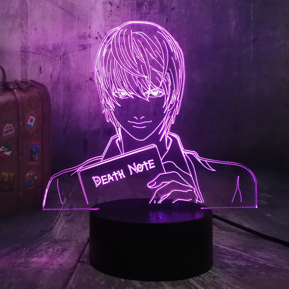 Death Note Yagami Light 3D LED Night 7 Color Table Desk Lamp Home Bedroom Decor Christmas Movie Fans Gift Kid Boy Toys | Лампы и