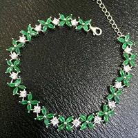 b 925 sterling silver with natural emerald bracelet with female