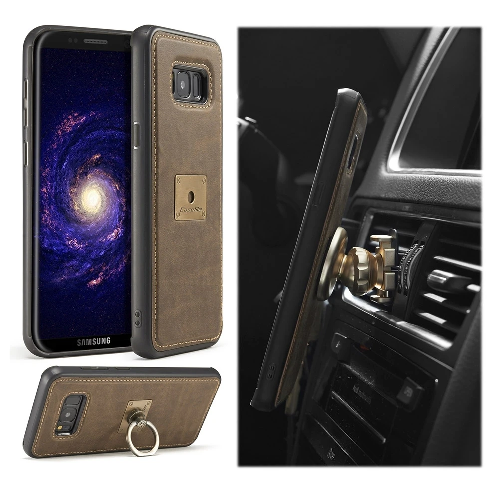CaseMe for Samsung Galaxy S8 + G9550 Case Cover PU Crazy Horse Texture Magnetic Protective Back with Ring Holder Lanyard |