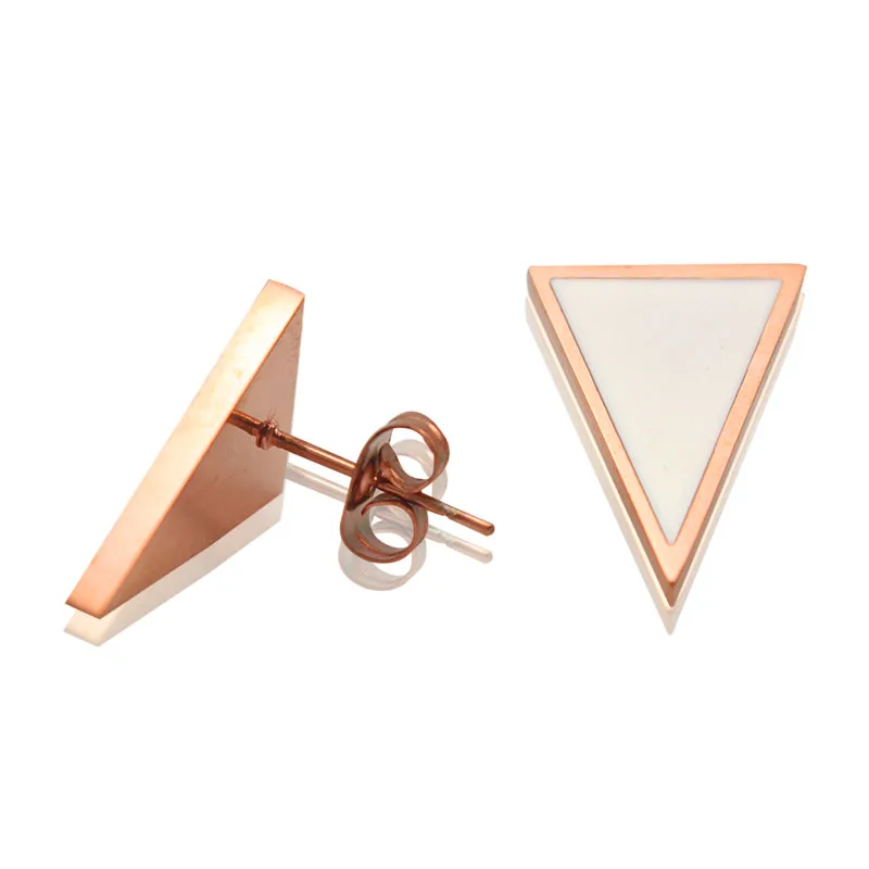 Enamel Stainless Steel Geometric Triangle Earrings Woman Girl Stud Earring Fashion Jewelry 1 Piece Free Shipping | Украшения и