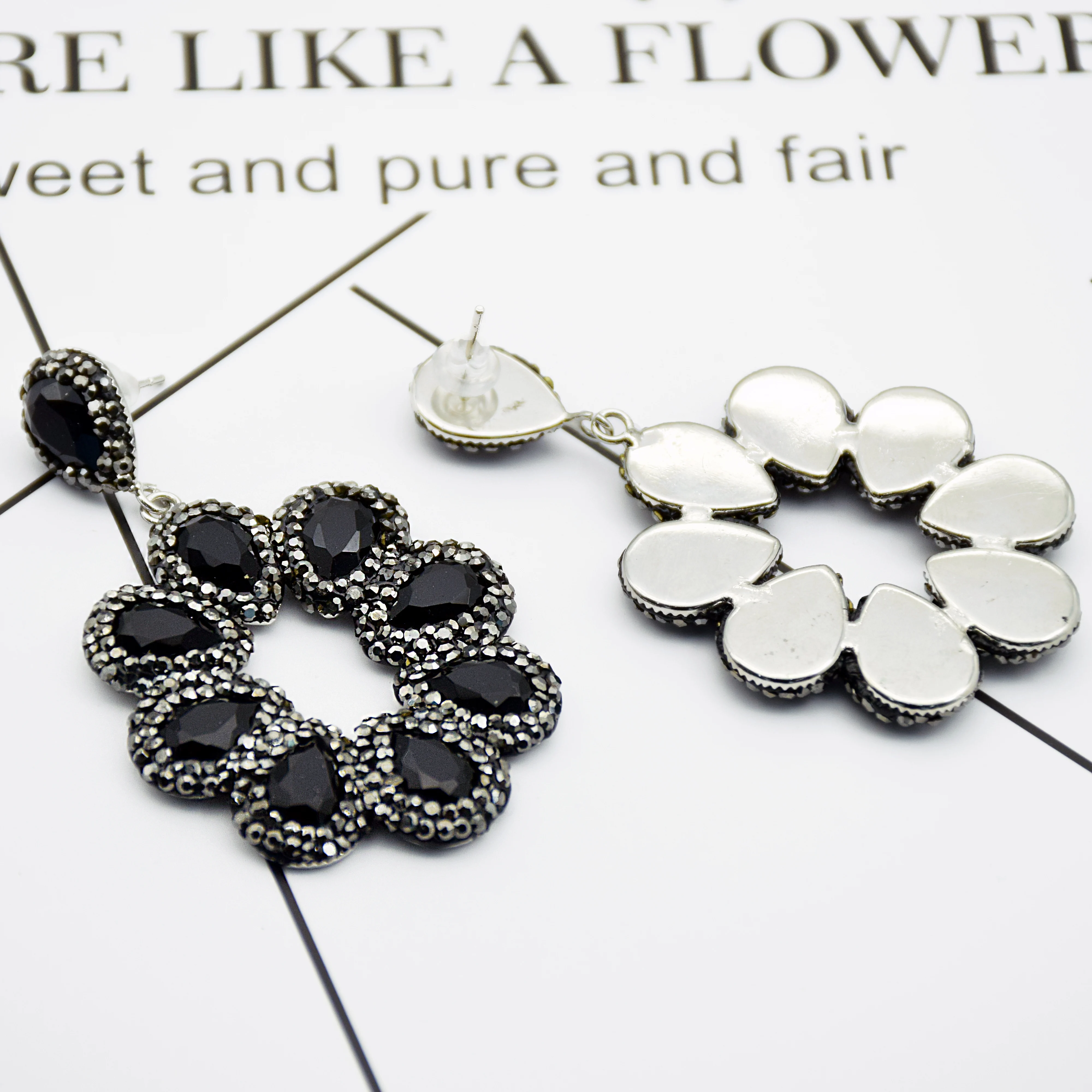 Женские длинные серьги boho hyperbole черные Винтажные капельки с камнями