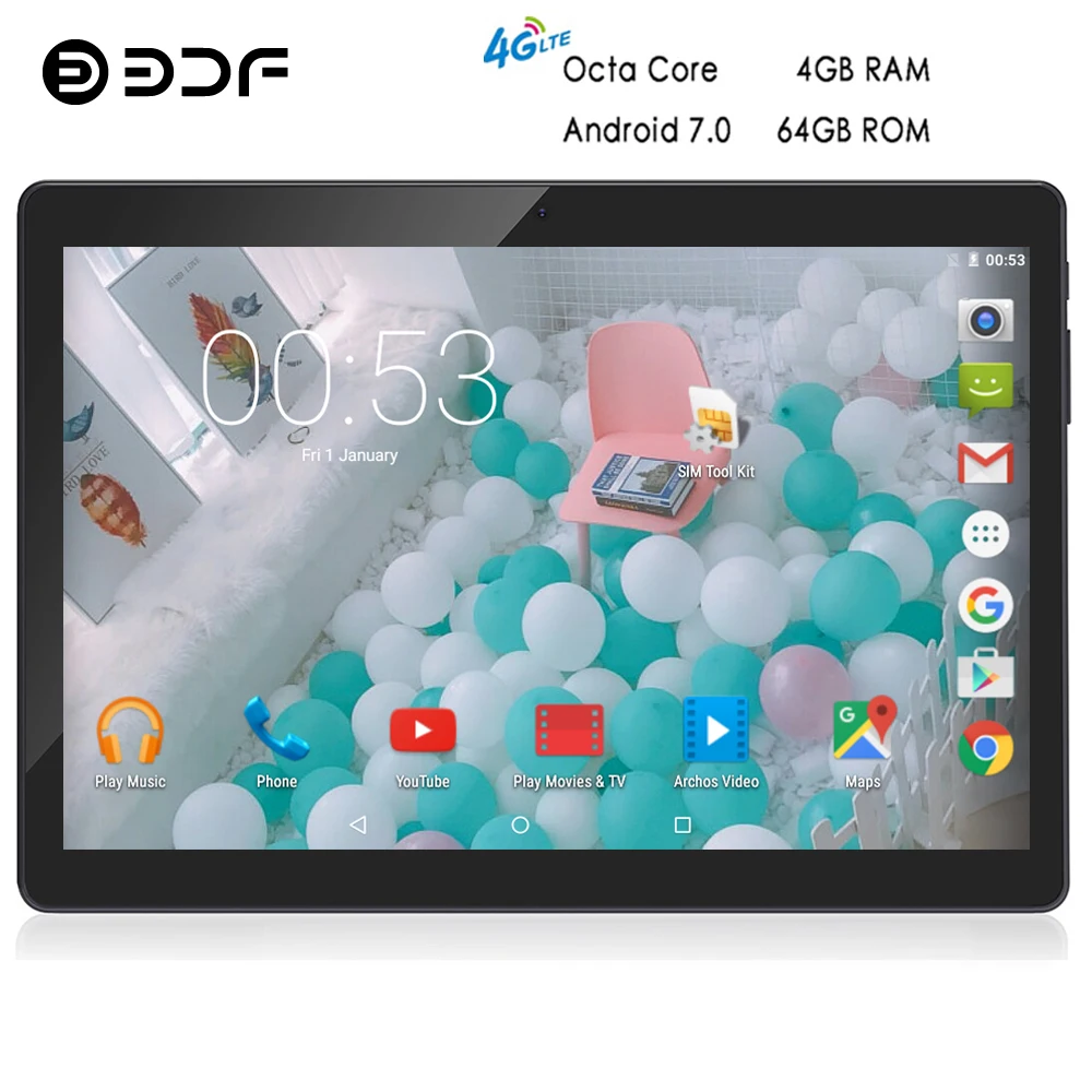 BDF,, 10 дюймов, 4G, телефонные звонки, планшеты, четыре ядра, 4 Гб+ 64 ГБ, Android 7,0, планшетный ПК, WiFi, Bluetooth, две sim-карты, 7, 8, 9, Tab