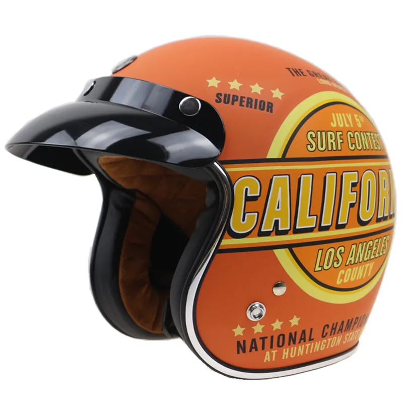 Шлем мотоциклетный в стиле ретро с ремешками для очков и козырьком|motorcycle helmet