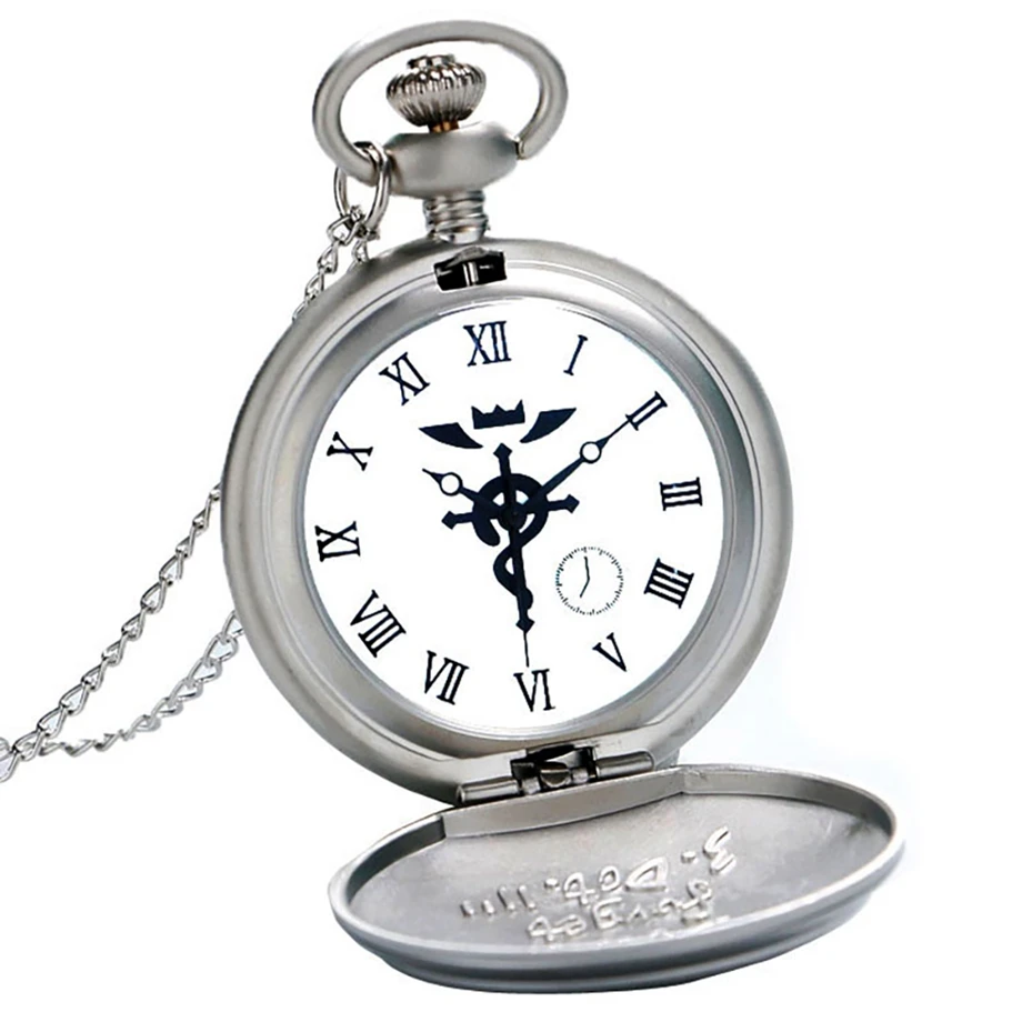 Fullmetal Pocket Watch Alchemist Quartz Pocket Watch Watches for Women Men with Necklace Vintage Clock Gifts relogio feminino