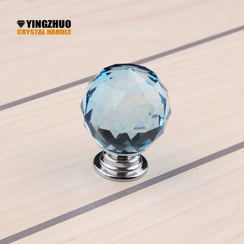 

30mm Puxador Sale Puxadores Furniture Fittings Crystal Glass Colorful Cupboard Door / Drawer Knobs Pull Handle Kitchen