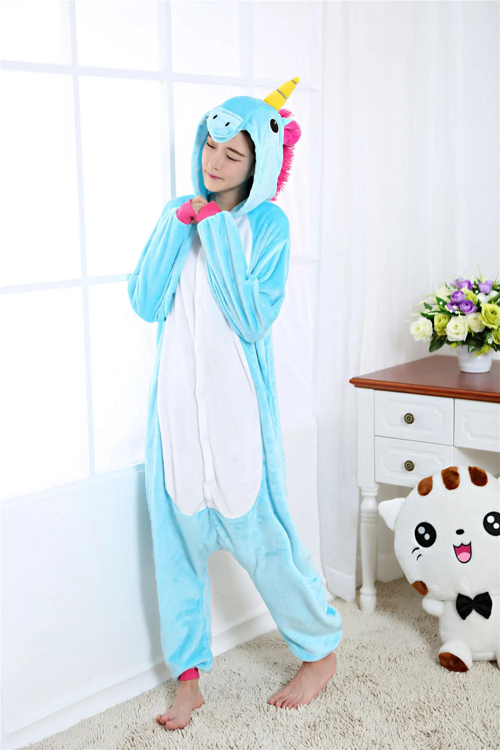 Оптовая Единорог Стежка Панда Мужская Фланели С Капюшоном Пижамы Косплей Костюм