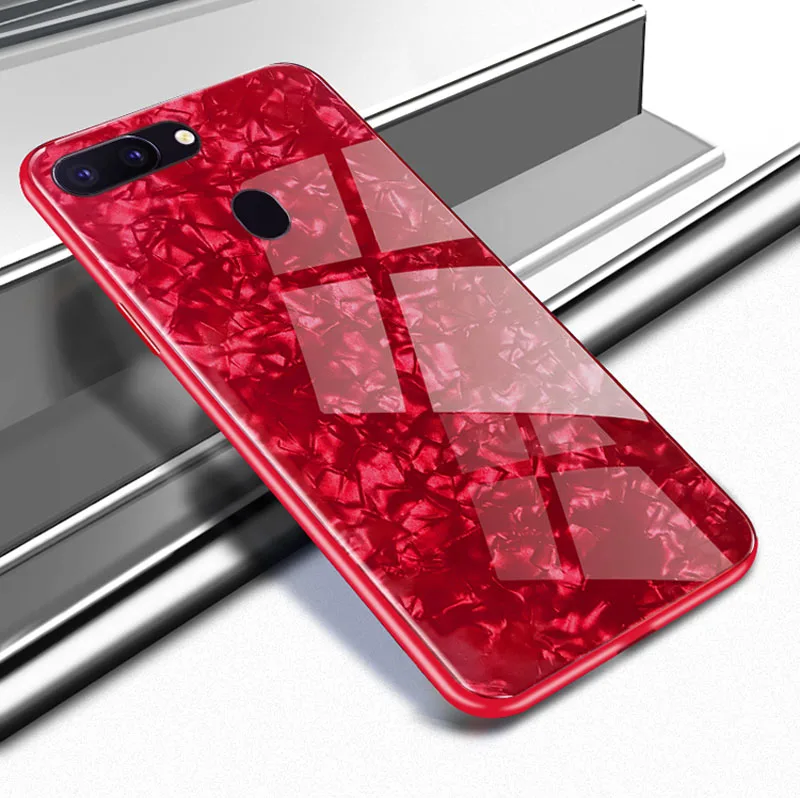 Роскошные закаленное Стекло чехол для OPPO A1 A3S A5 A77 A79 AX7 A9 A9X F3 F9 F11 R9 R9S R11 R11S плюс R15 R17 Pro в виде ракушки Мягкая обложка