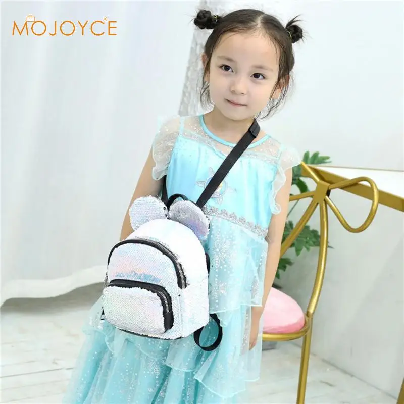 New Baby Girls Kids Backpack Mouse Ears Bags Kids Fashion Mini School Bag Women Travel Sequins Backpack Mini Bag Dropshipping