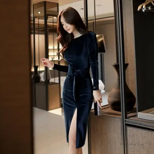 2019 зимние вечерние офисные платья для женщин однотонные черные винтажные с