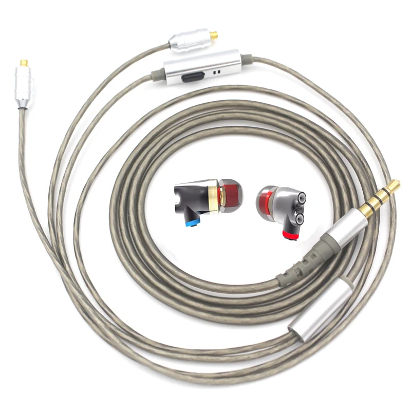 WITH grey mic cable Pizen Senfer DT2 плюс про в ухо проводные наушники aptX Bluetooth MMCX микрофонный кабель для iphone x iphone 8 для xiaomi телефон - Цвет: WITH grey mic cable