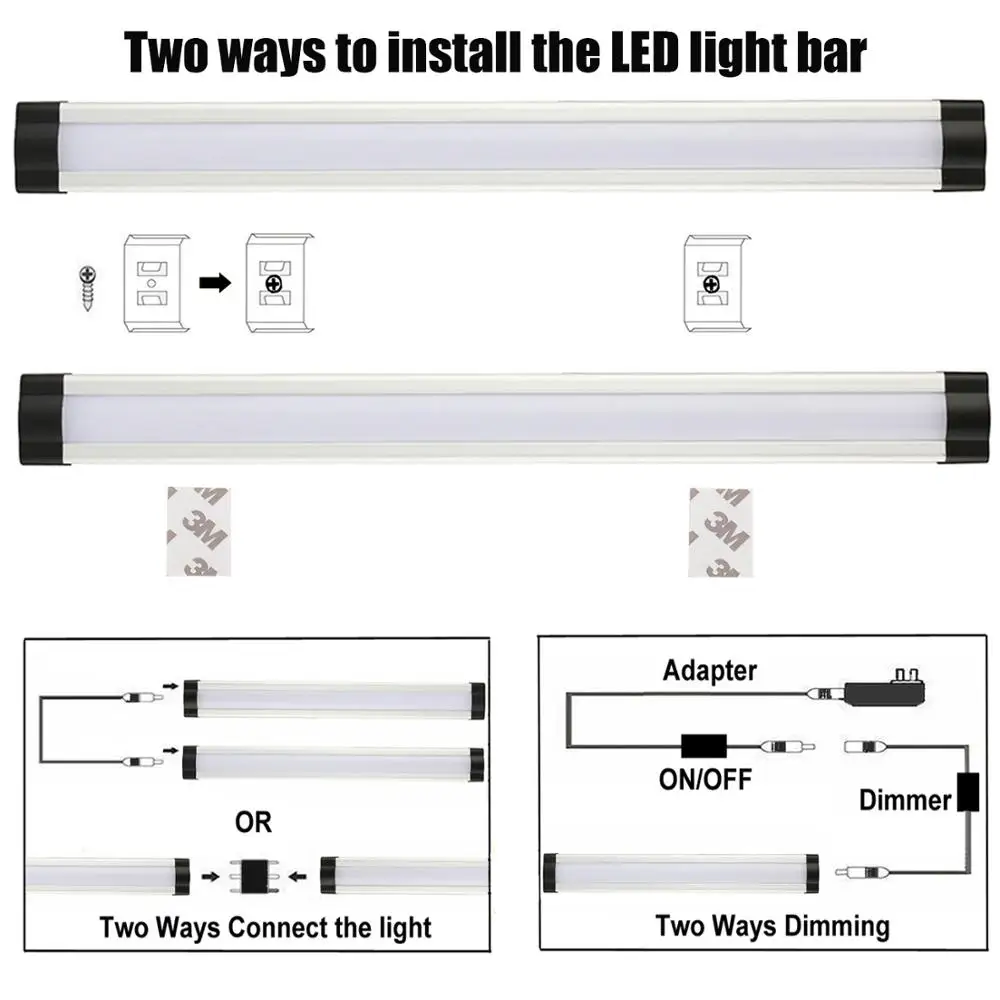 

LED Bar 12V smd 2835 dimmable 15W 30CM/in*5*3W PC cover Wireless remote control switch with mode Applicable student bedroom, kit