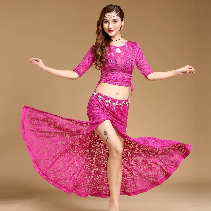 

Belly Dancing Suit 2019 New Performing Female Adult Long Skirt Lace Open Long Skirt Fairy T740