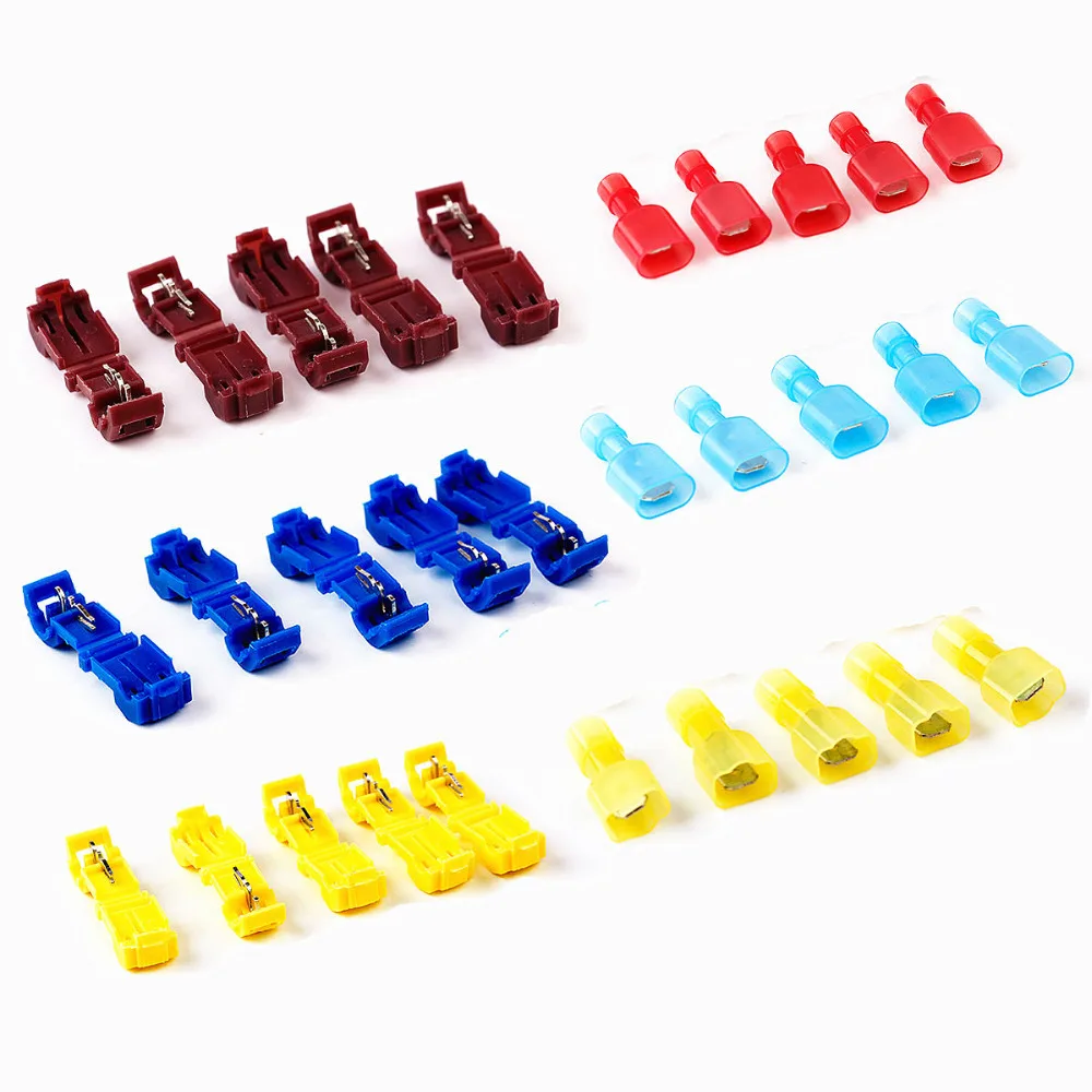 

40Pcs Red Blue Yellow Scotch Lock Quick Splice Terminals Combo 0.5-4.0mm2 T-Tap/Male Insulated Wire Connectors