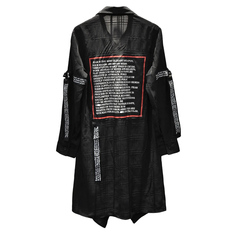 Мужская длинная рубашка с черными лентами в стиле хип-хоп ночной клуб диджей