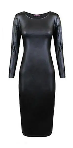 Женское Короткое платье из искусственной кожи с длинным рукавом|vestidos f|faux leather