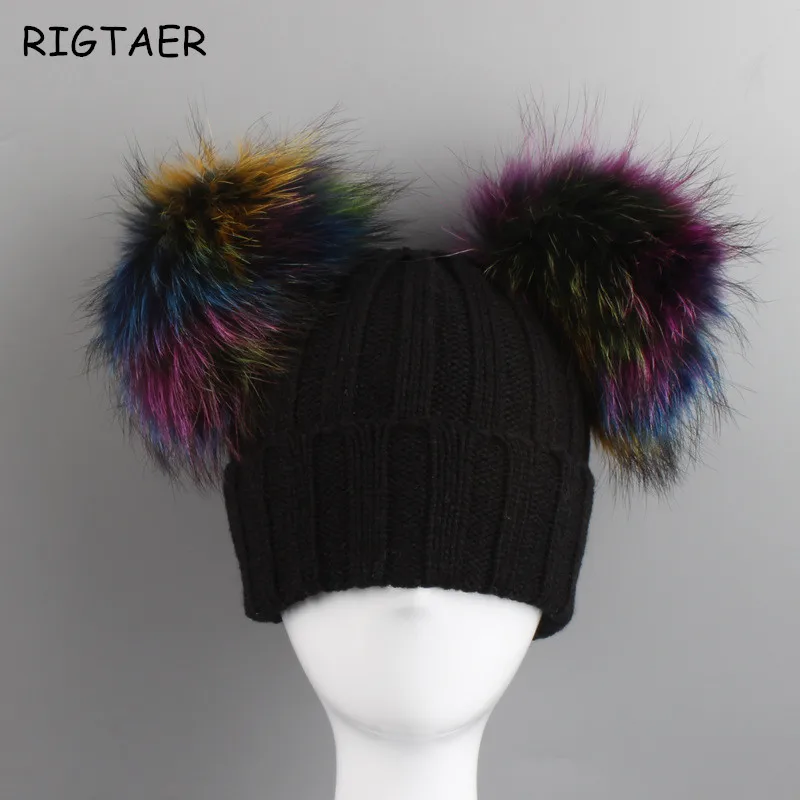 Детские шапки Детская шерсть енота шаровая Кепка для мальчиков и девочек сезон