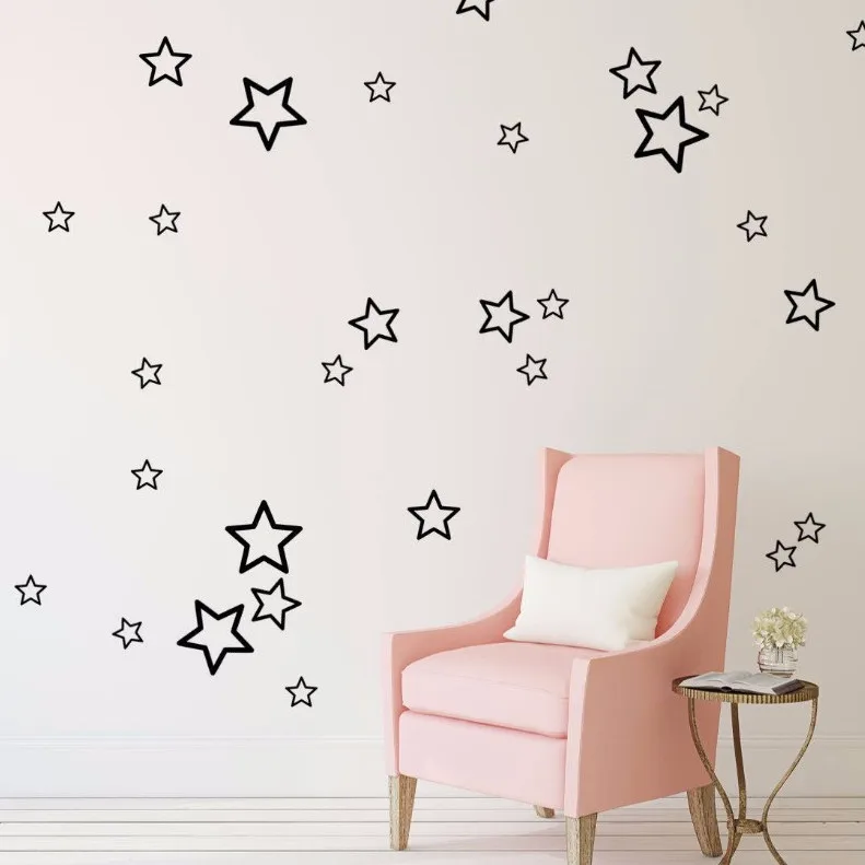 

Multisize Stars Pattern Wall Sticker Removable Wall Decals For Kids Room Decor Star Outline Design Wallpaper Vinyl Art AZ072