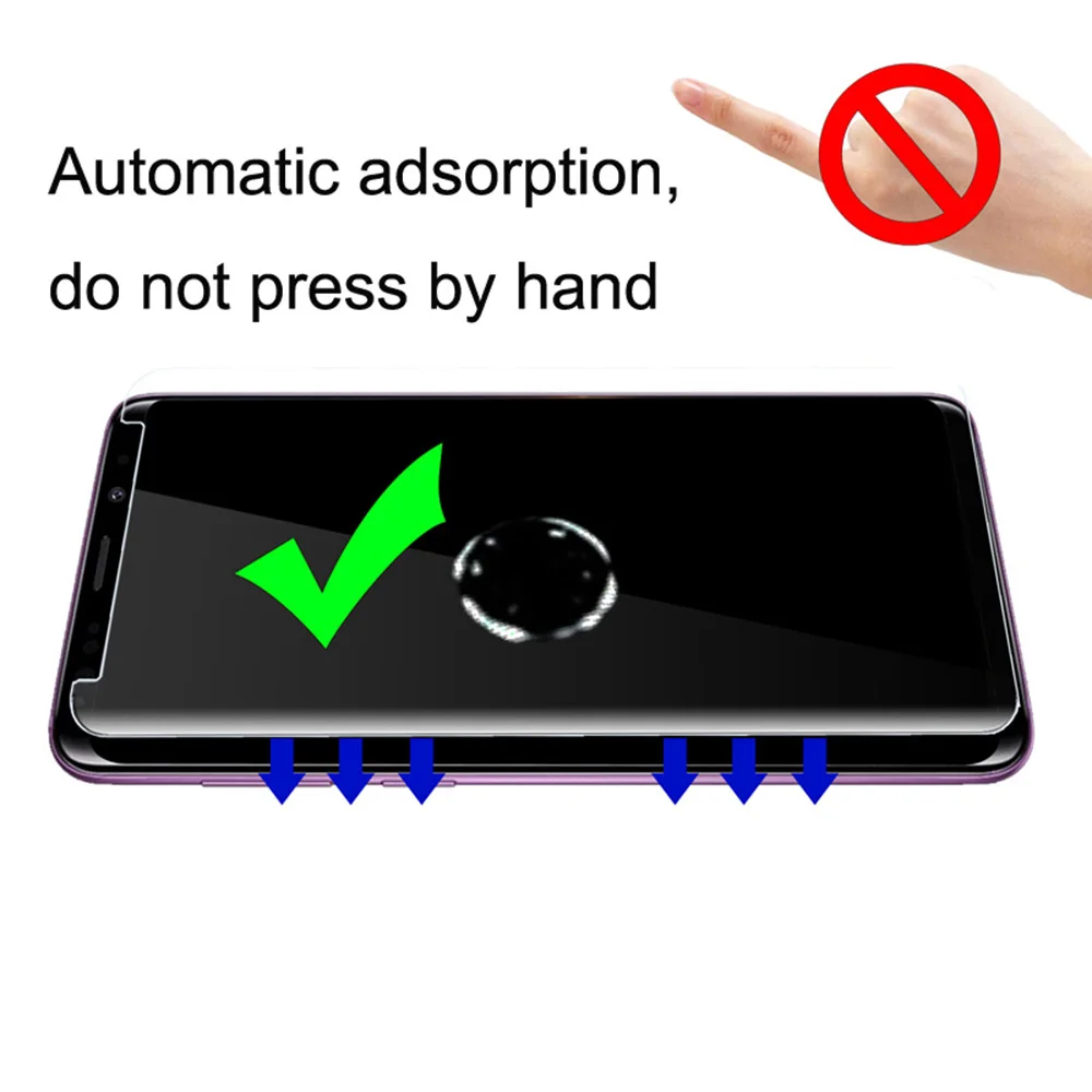SZYSGSD Nano Liquid Полный Клей закаленное Стекло для samsung Galaxy S8 S9Plus Note8 УФ жидкий клей