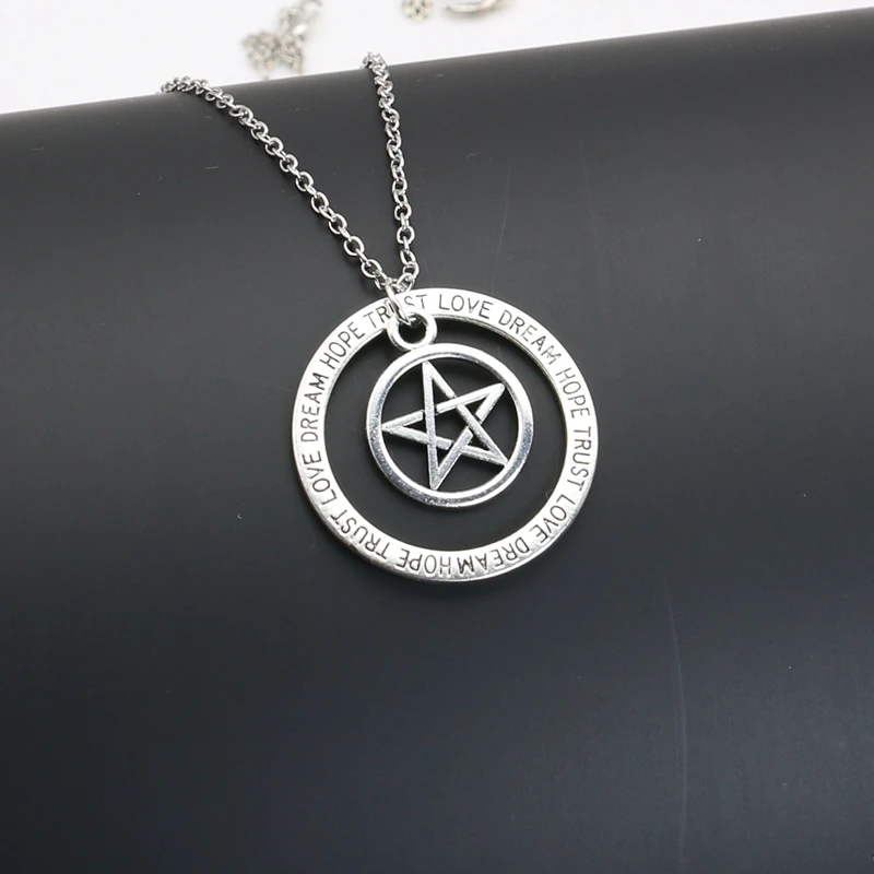 2020 New Fashion Antique Silver Plated Trust Dream Love Pendant Necklace Sweater Chain Korea Jewelry Making Craft DIY | Украшения и