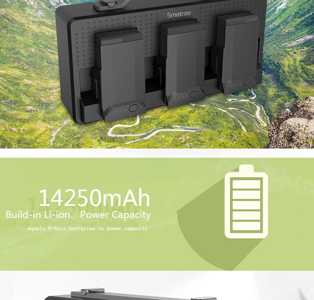 Smatree зарядное устройство для DJI Mavic Air, аккумуляторы для сотового телефона, Ipad, пульт дистанционного управления, 14250 мАч, зарядное устройство, 3 аккумулятора