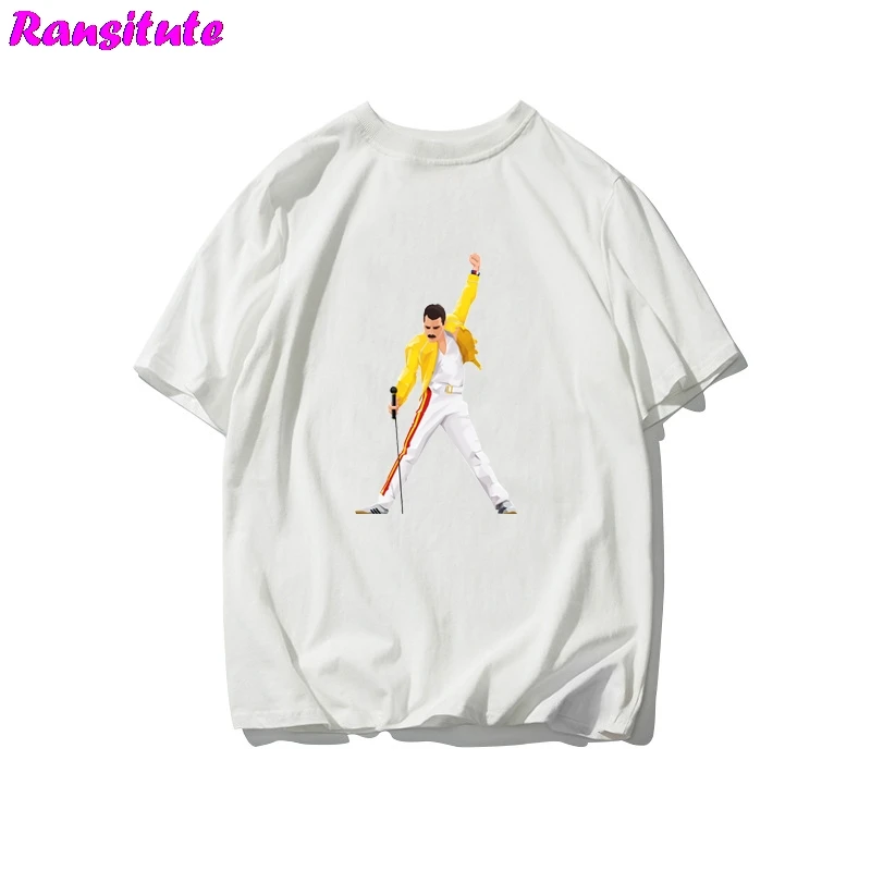 Ransitute R448 Фредди Меркурий печать Термотрансферная футболка джинсовая одежда