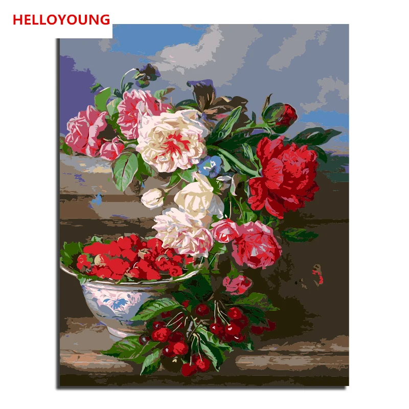 HELLOYOUNG цифровая картина рисование цветной цветение по картины маслом номерам