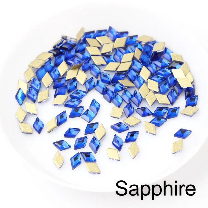 Sapphire 30/100 шт ромбовидные Стразы для ногтей, кристаллы, стеклянные камни для дизайна ногтей, декоративные подвески, драгоценные камни, ювелирные изделия, аксессуары - Цвет: Sapphire