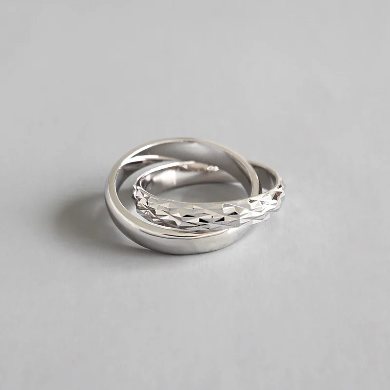 100% стерлингового серебра 925 пробы двойное кольцо круги для женщин bijoux femme можное