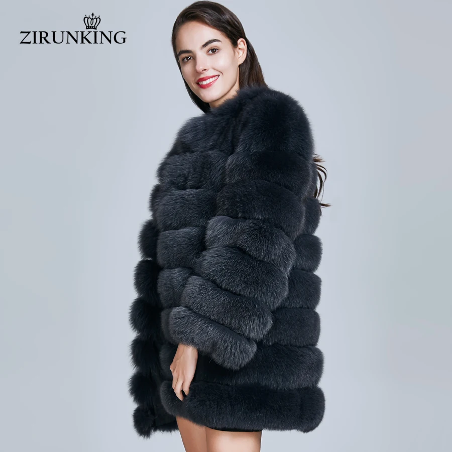 ZIRUNKING, Женское пальто с натуральным мехом, женские длинные пальто с натуральным лисьим мехом, пальто, толстая зимняя верхняя одежда, одежда ZC1726