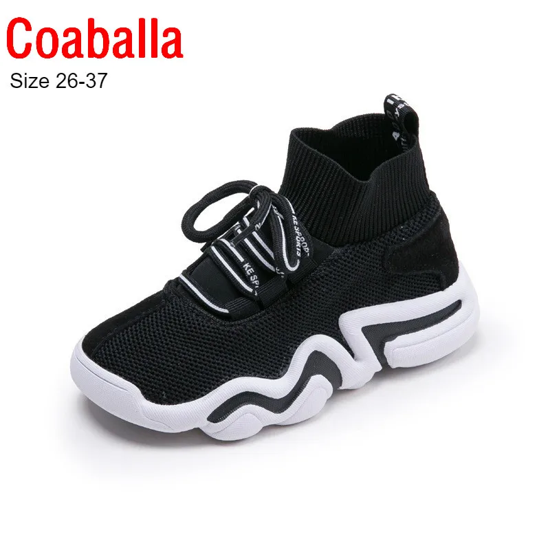 Winter 2018 Girls Boys Fashion Sock Style Sneakers Toddler/Little/Big Kid High Top Lace Up Trainers Children School Casual Shoes | Детская