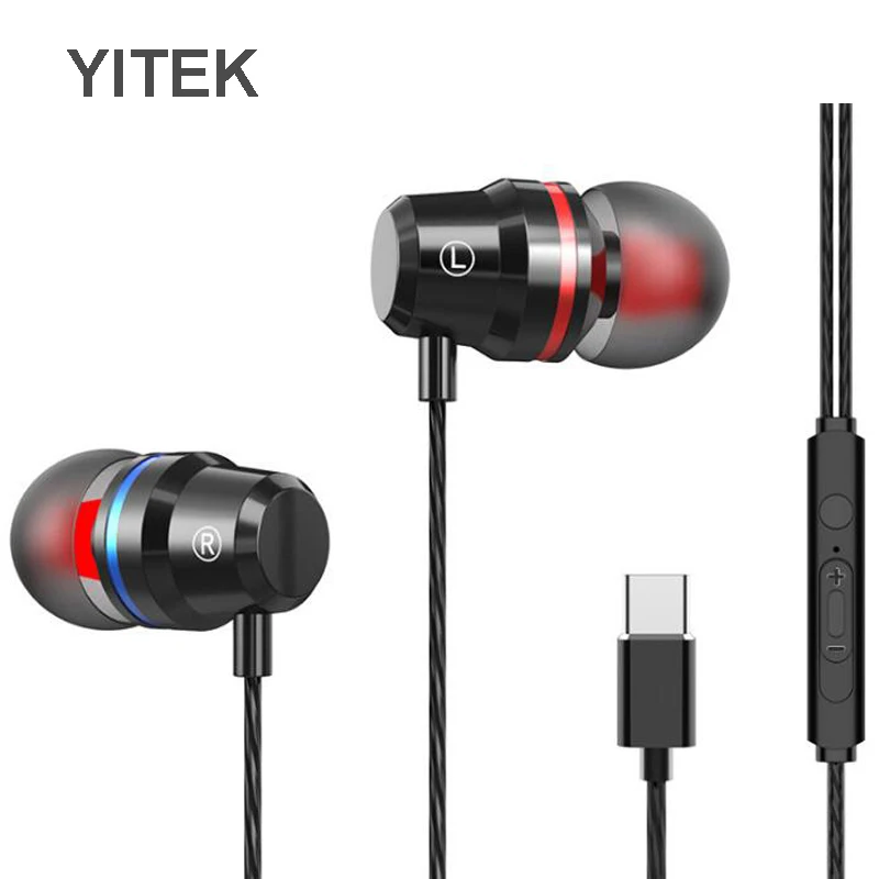 Спортивные наушники YITEK BL04 проводные с супер басами типа c микрофоном свободные