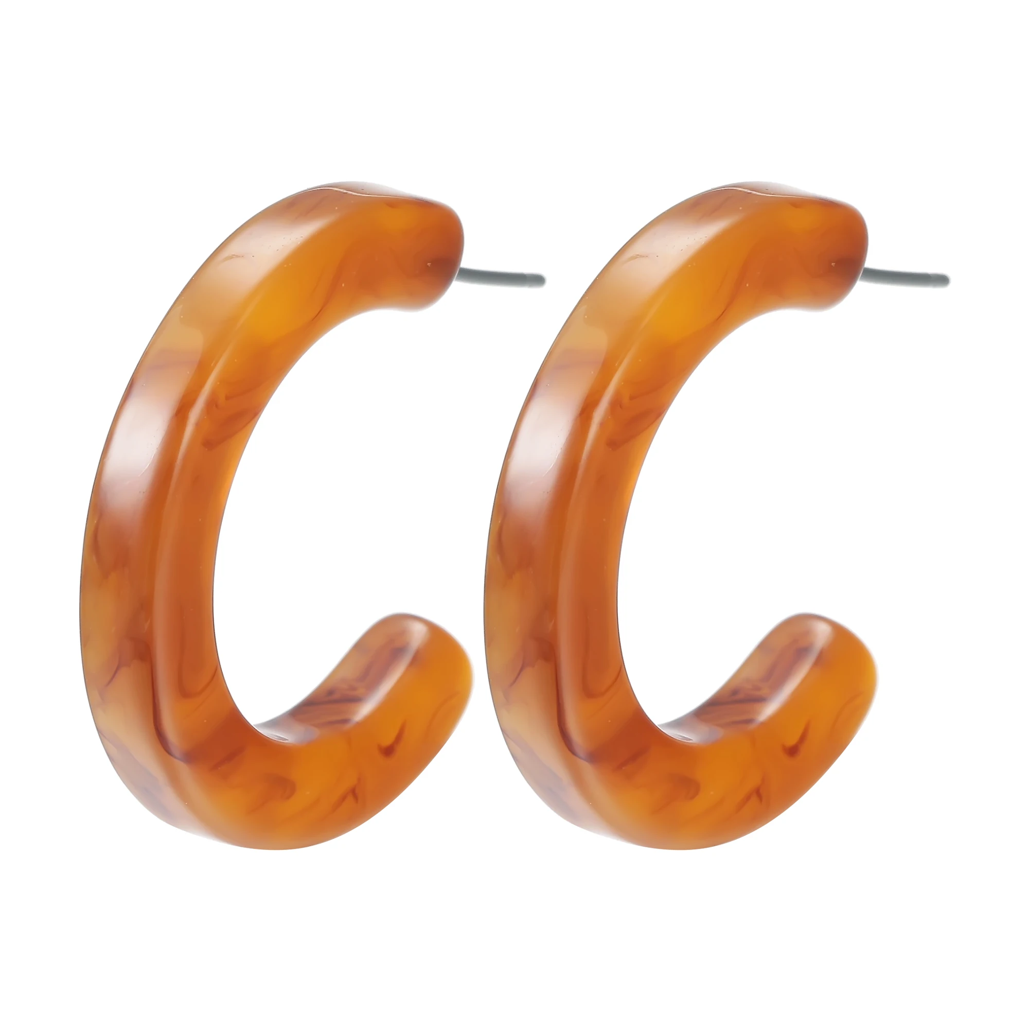 Простые серьги C-серьги в форме фигурного кольца для женщин бежевые маленькие из