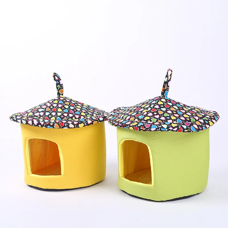 Модный Круглый домик для питомца Конура плюшевого домея холщовая милая кошечка