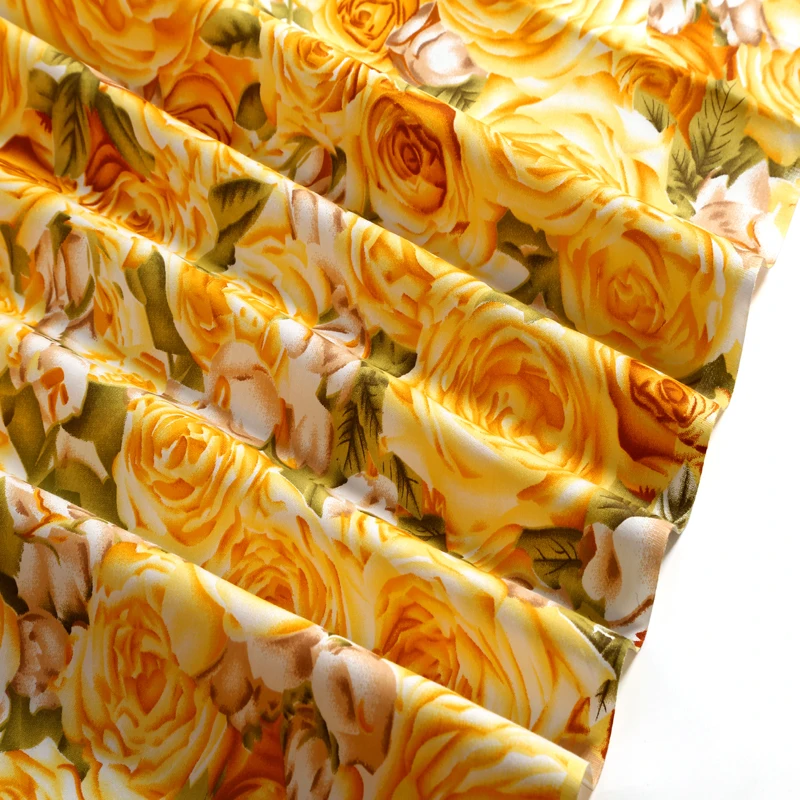 Хлопчатобумажная ткань Pretty 40S 50x40 см качественная трилл оранжевые цветущие цветы