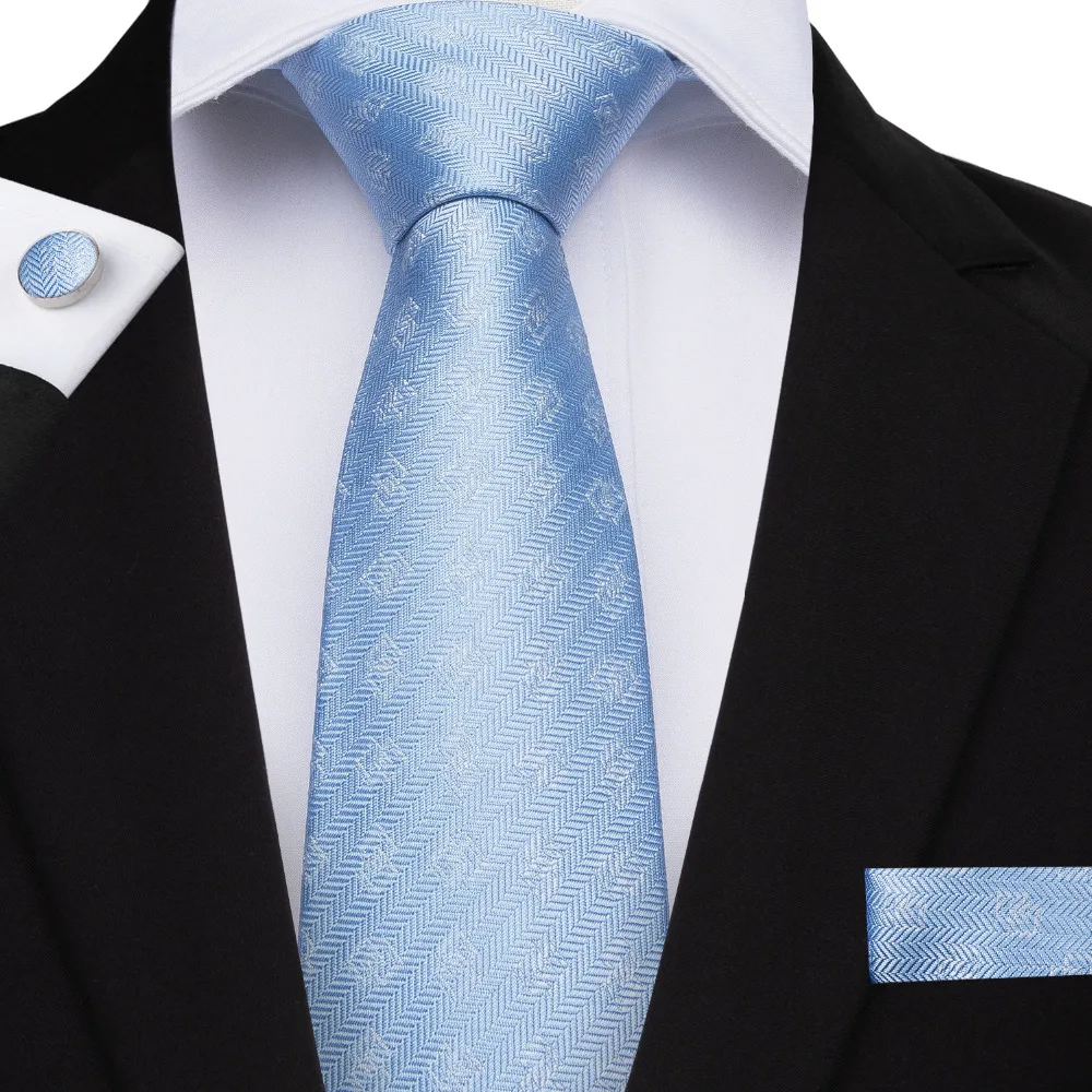 

DiBanGu 2018 Classic Plaids Light Blue Ties Cravate Luxury Homme Men's Silk Ties For Men Suit Business Wedding Necktie MJ-7087